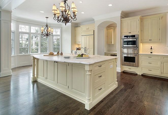 close-up of wood-look laminate floors planks in Chatsworth